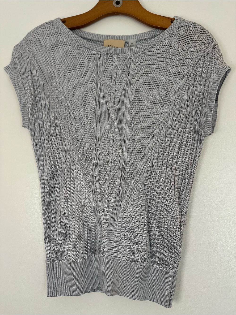 Elie Tahari Light Gray Cable Knit Sweater Top